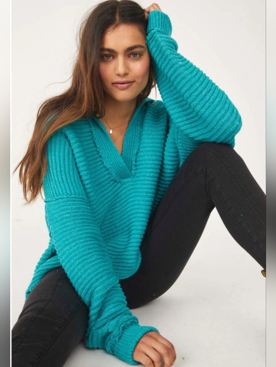 Free People 'Marlie' Ribbed-Knit Pullover Sweater In Mar Chiquita